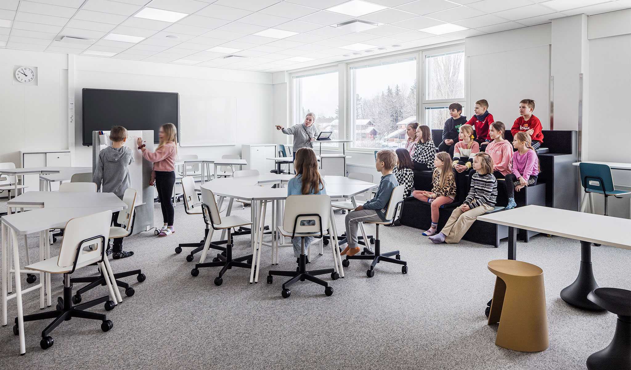 Pupils studying in the classroom