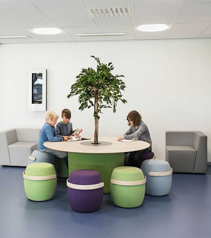 Pupils studying around a round table