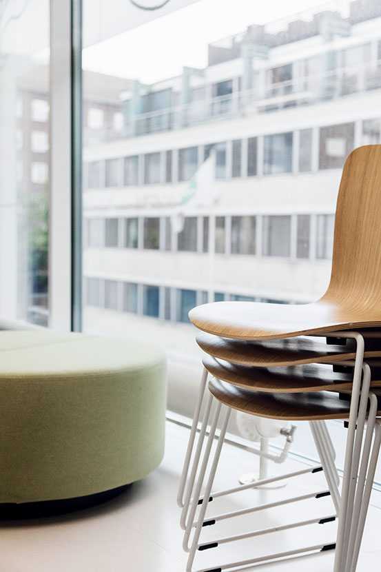 Martela's Sola chairs and Movie bench at Perho Culinary School in Helsinki