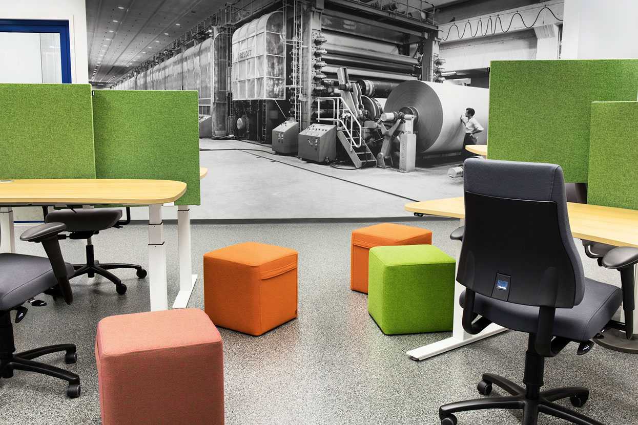 Martela's Bit stools and Face screens at Stora Enso's office in Imatra, Finland