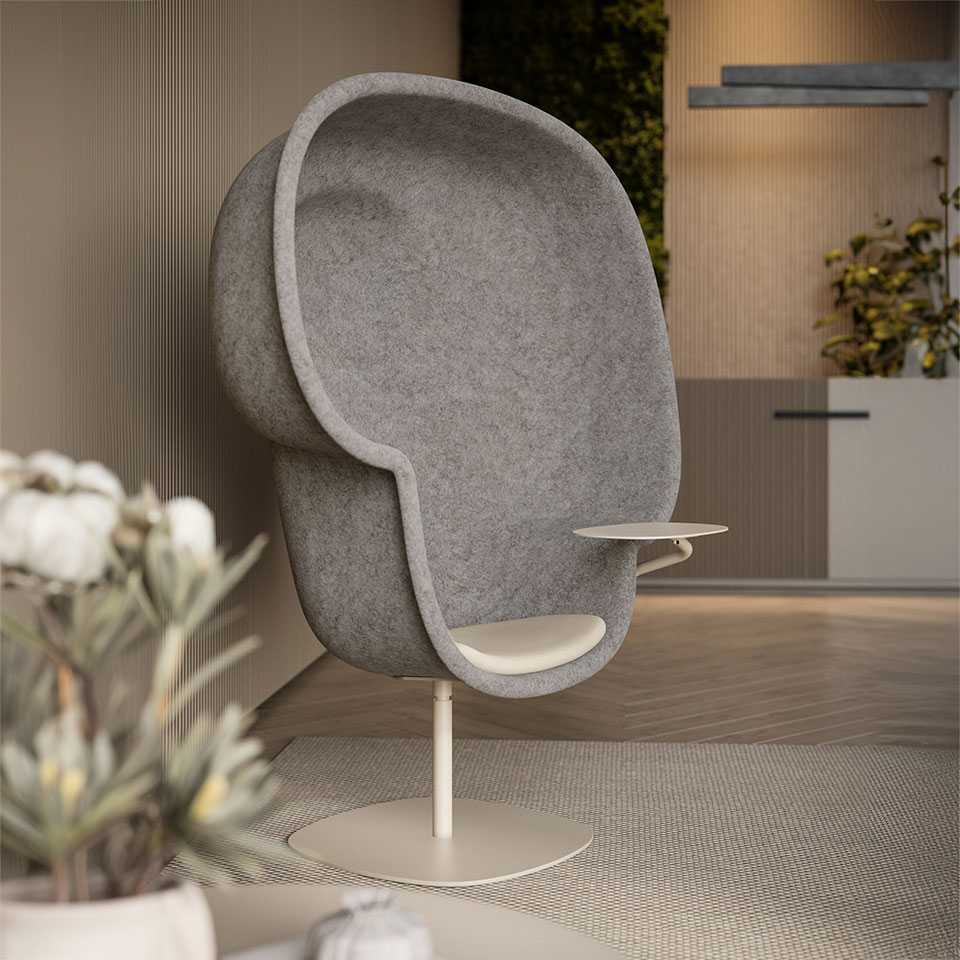 Hubbe armchair with swivel table top